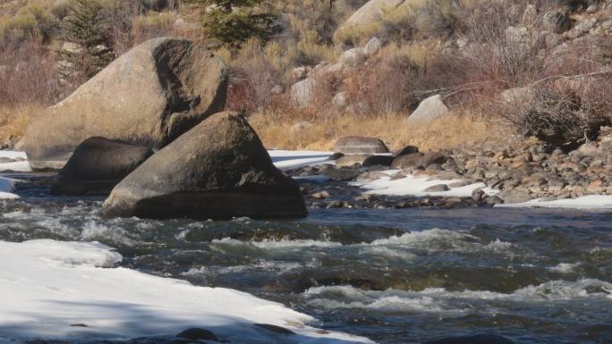阿肯色河中的水流河流石头鹅卵石清澈见底