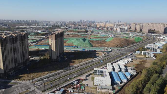 航拍北京城市副中心建设工程建设工地