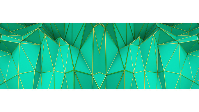 【宽屏时尚背景】3D空间金框绿色几何分割