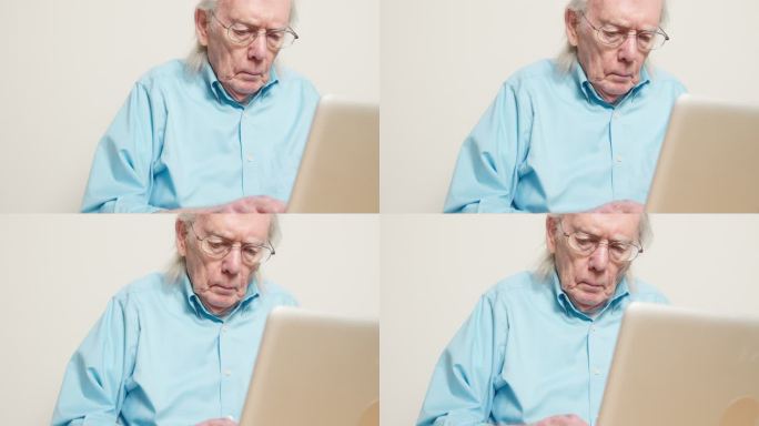 家里的老人外国人老年人笔记本电脑