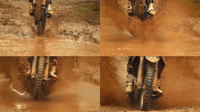 HD超慢Mo:MX骑手在泥泞中飞溅