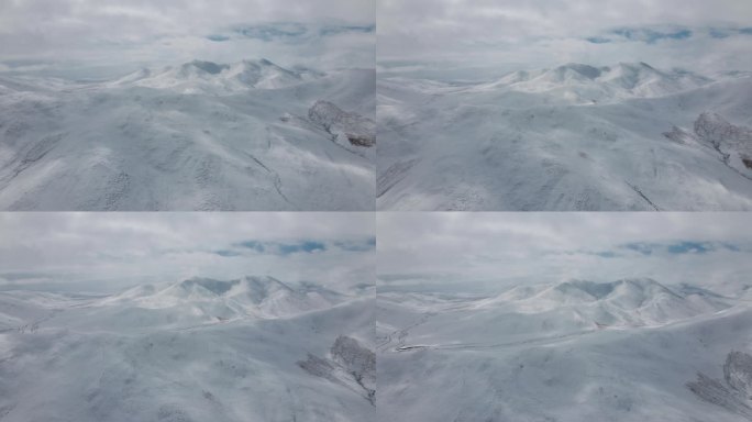 航拍青藏高原雪山河流三江源巴颜喀拉山