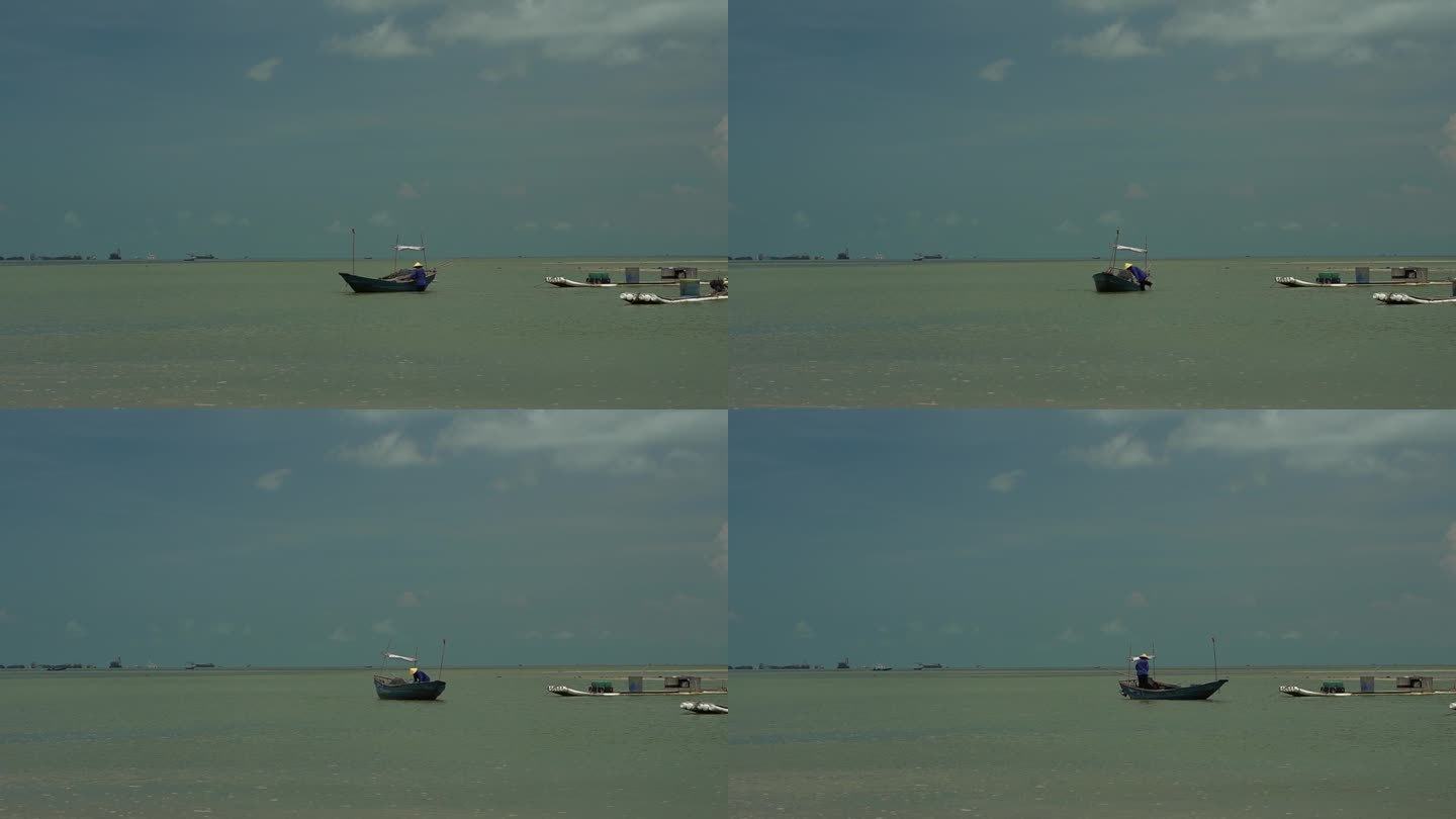 海上渔船剪影 漂浮的渔船 晚霞下的渔船