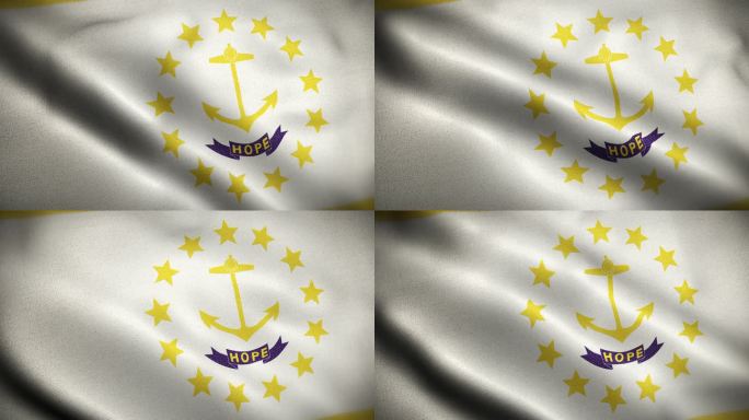 罗得岛国旗动画挥舞状态动画库存视频-罗得岛旗帜挥舞和纹理3d渲染-高度详细的织物图案和可循环-美国各