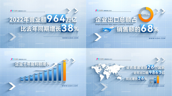 简洁商务数据报表图表分析报告ae模板