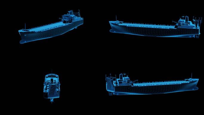 蓝色科技线条货船轮船透明通道素材