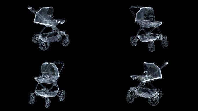 全息透明科技婴儿车三维素材带通道