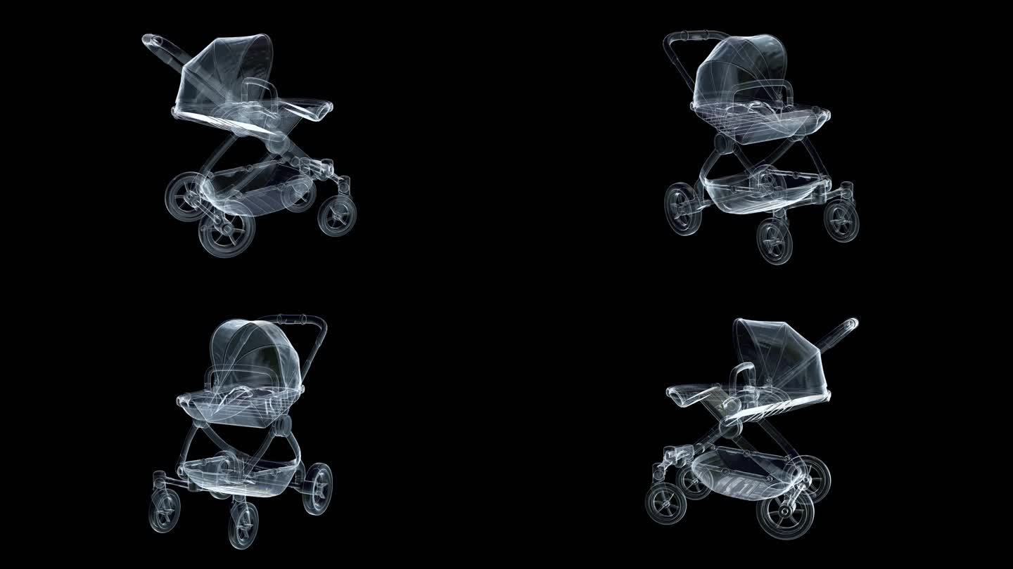 全息透明科技婴儿车三维素材带通道