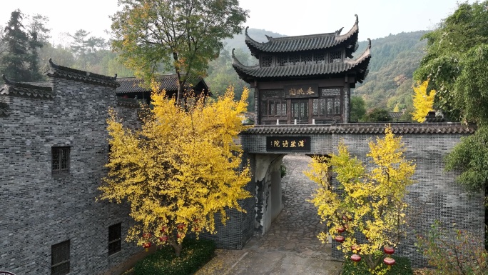 航拍襄阳鹿门寺风景区浩然书院旅游风光