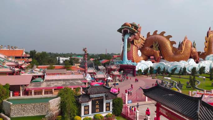 中国神社里的大龙欢度节日古文明长龙