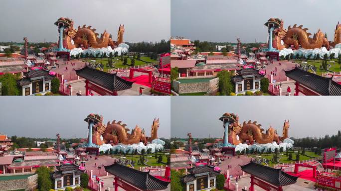 中国神社里的大龙欢度节日古文明长龙