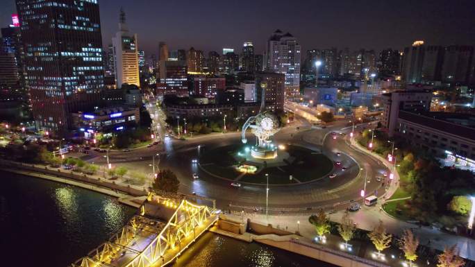 天津地标世纪钟夜景