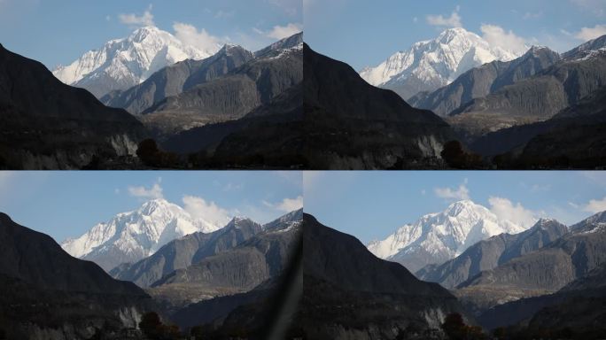 从喜马拉雅山的公路旅行视角看雪山风景