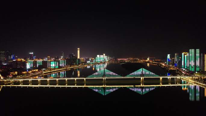 长沙湘江两岸夜景繁华城市灯光秀