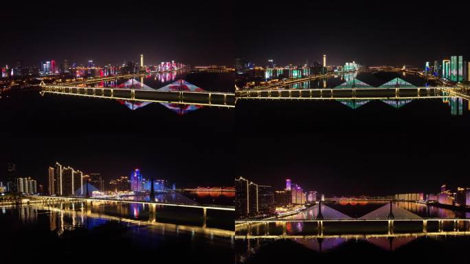 长沙湘江两岸夜景繁华城市灯光秀