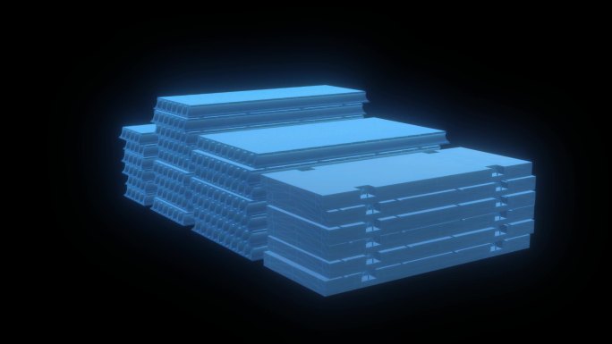 蓝色全息科技混凝土墙板素材带通道