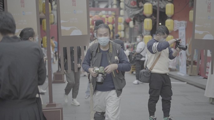 成都文殊院夜景集市汉服活动人文拍摄视频