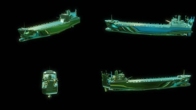 赛博朋克元宇宙货船轮船动画透明通道素材