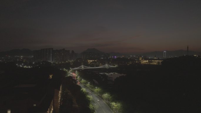 航拍华为松山湖夜景