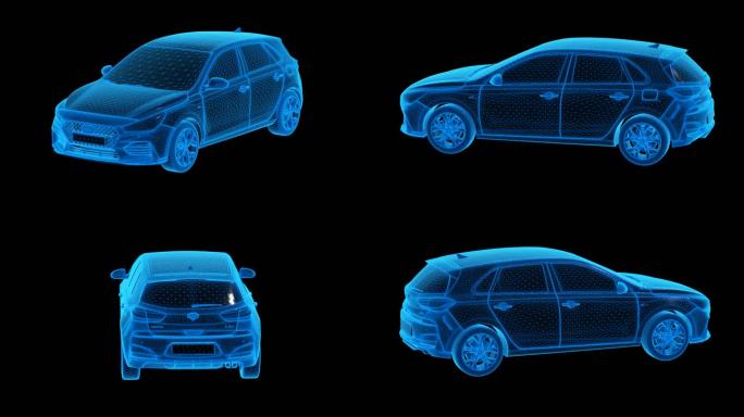 蓝色科技线条现代i30SUV透明通道素材