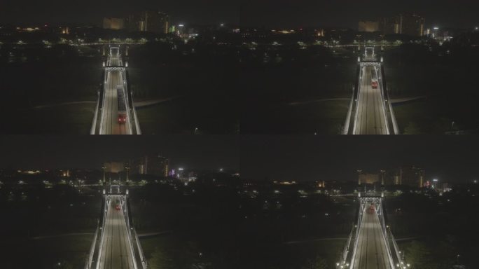 航拍华为松山湖铁路桥夜景