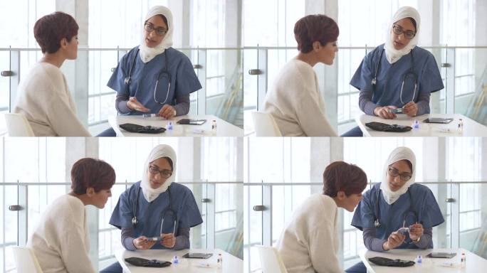 穆斯林女医生与糖尿病患者交谈