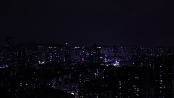 科幻感城市夜景灯光闪烁