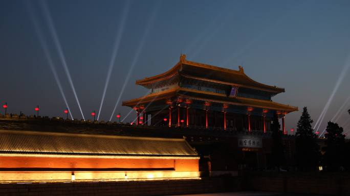 北京故宫夜灯北京故宫夜灯灯光秀古代、