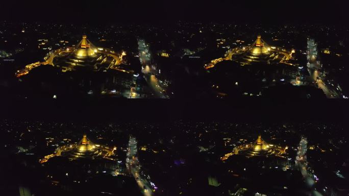 尼泊尔Bodnath Stupa夜景