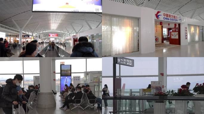实拍南昌昌北国际机场人流出入人物慢动作
