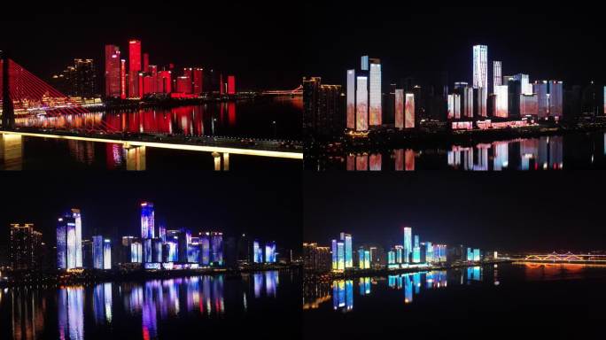 湘江新区湖南金融中心夜景灯光秀