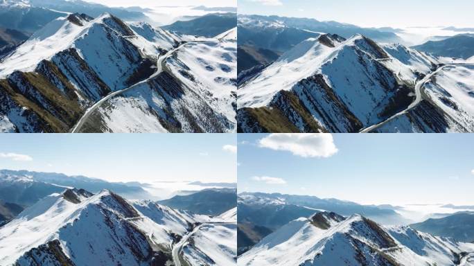 川西航拍夹金山全景雪山峡谷