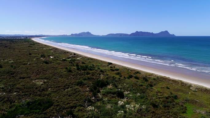 新西兰北岛威普Uretti海滩鸟瞰图