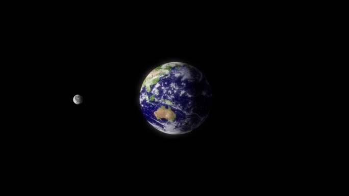 三维月球绕地球旋转Alpha透明通道