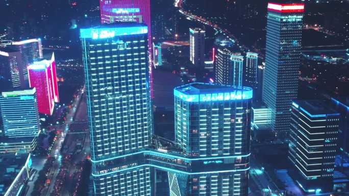 西安高新区国际大都会夜景航拍
