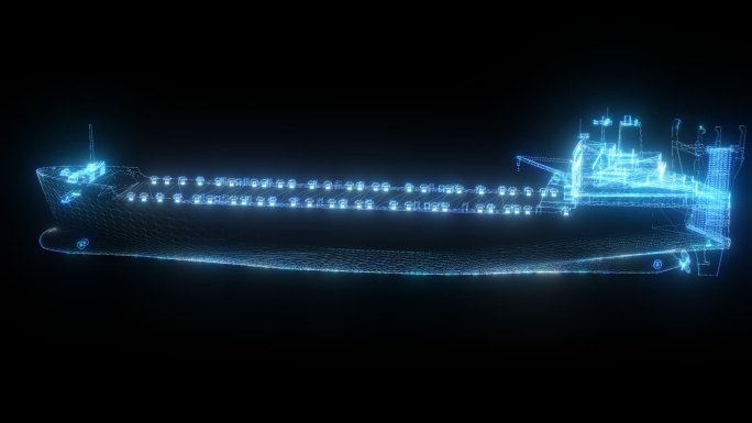 发光全息货船轮船透明通道素材