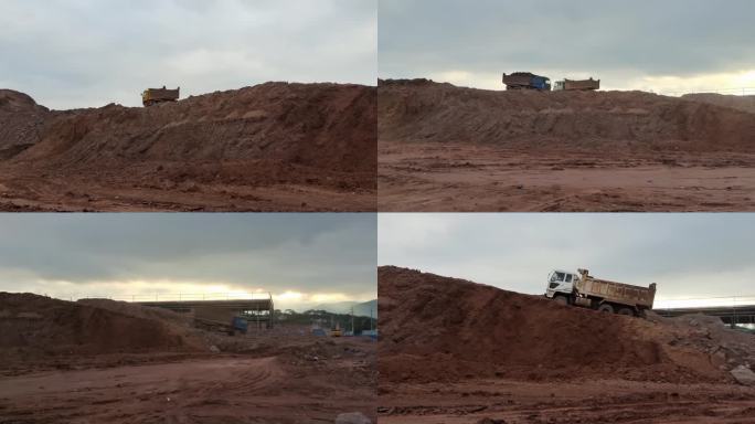 泥头车运输过程搬运土石方开山劈岭挖土石方