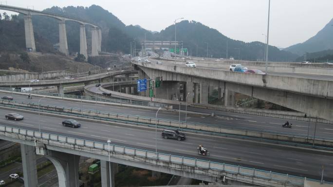 贵阳黔春立交城市交通航拍