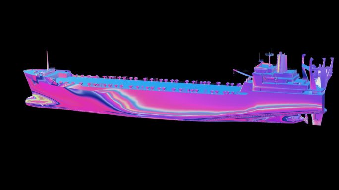 赛博朋克元宇宙货船轮船动画透明通道素材
