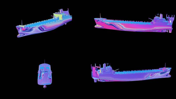 赛博朋克元宇宙货船轮船动画透明通道素材