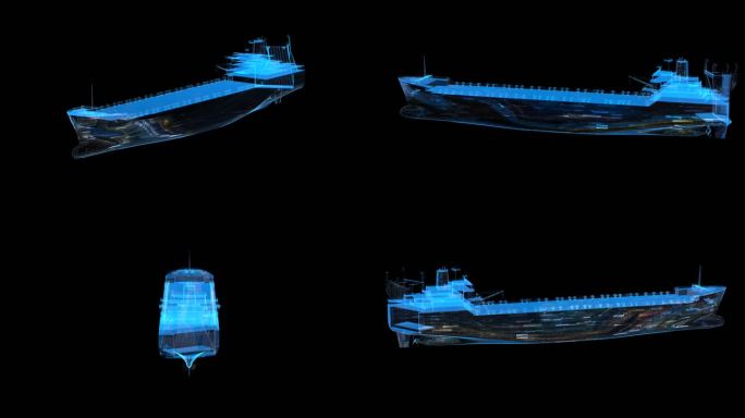 科技全息货船轮船透明通道素材