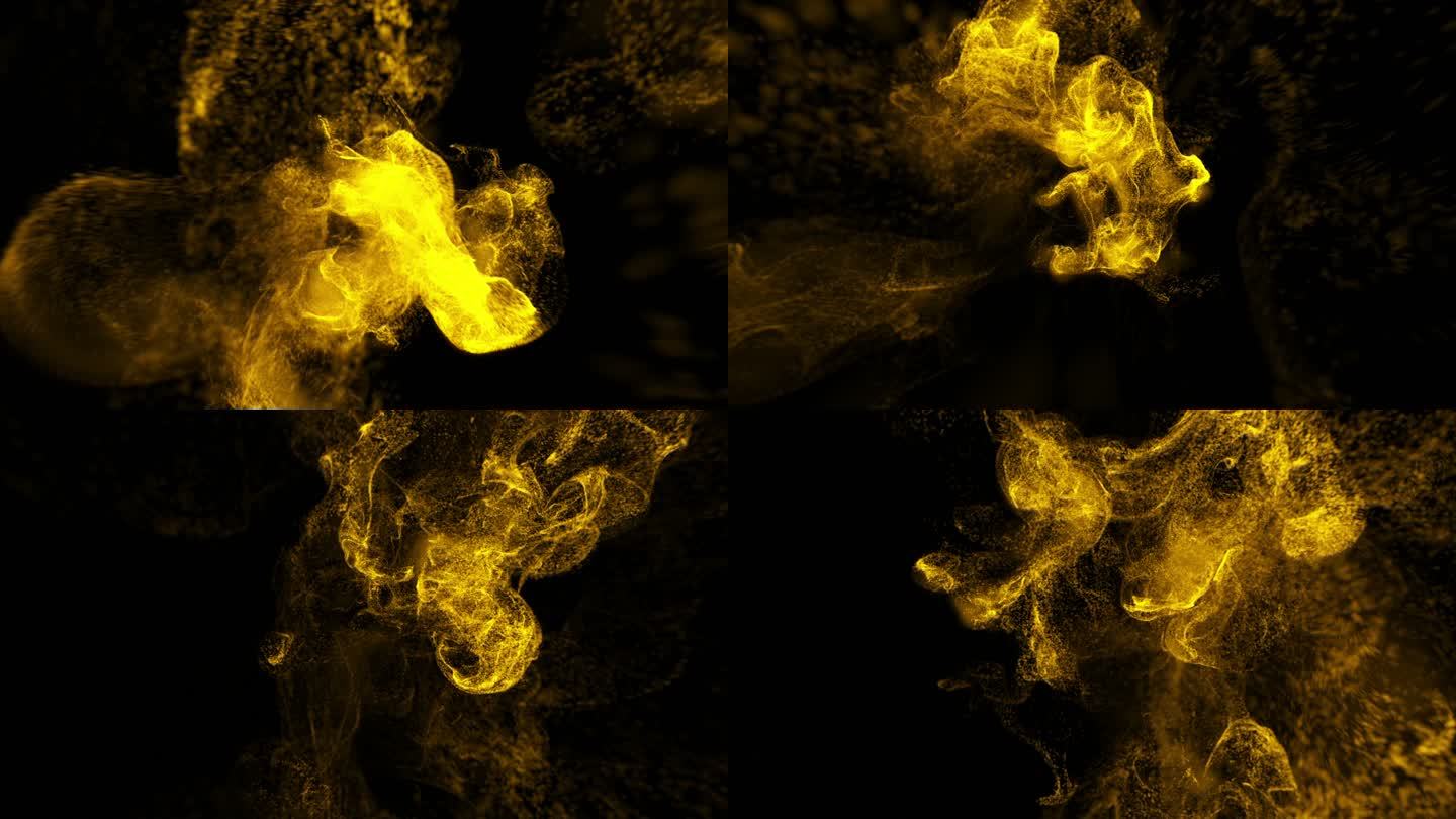金色粒子流体爆炸模拟
