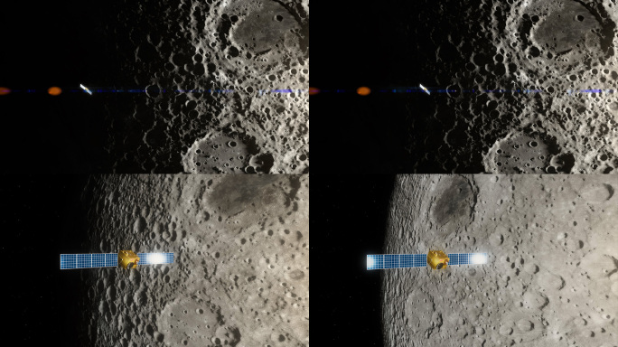 4K月球探测器卫星在低轨飞行