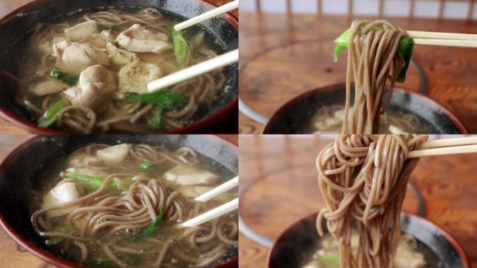 Pov日本荞麦面吃面汤面食物