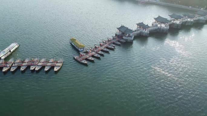 航拍潮州广济桥牌坊街城市文化旅游地标视频