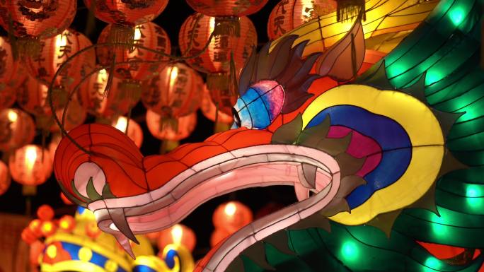 中国传统龙纸灯春节元宵节闹龙灯民俗传统