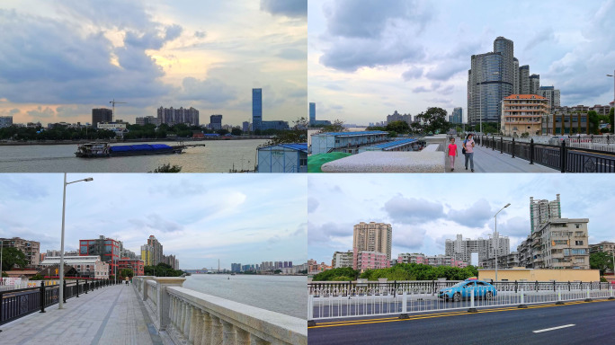广州环岛路开通第九天海珠涌大桥风景拍摄