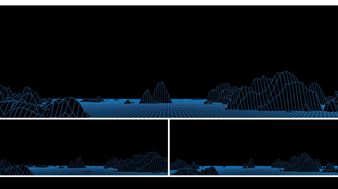 【宽屏光线空间】网格山体生长蓝色科技背景