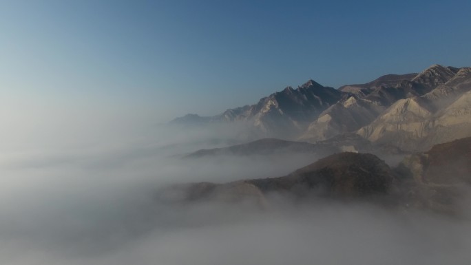 山西大同七峰山大雾航拍