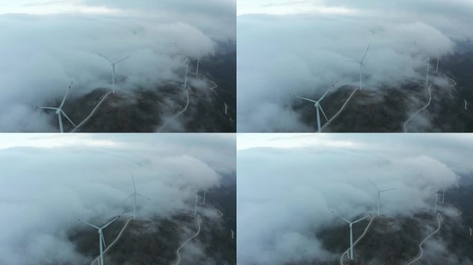 浙江磐安廿四尖风车云海航拍